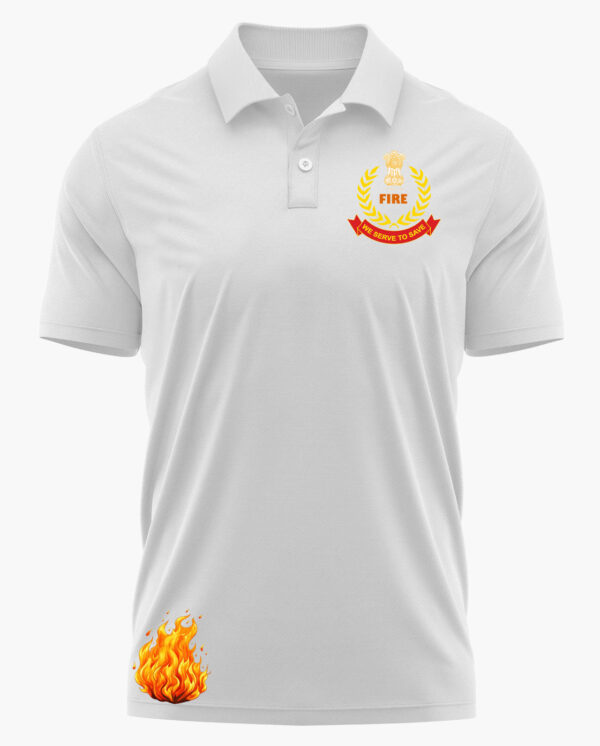 Fire Service Customized White Printed T-Shirt